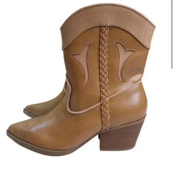Women's Shana Cowboy Boots - Universal Thread" Cognac - Picture 3 of 4